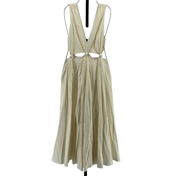 Farm Rio Cut Out White Linen Midi Dress Size XS - Picture 2 of 8